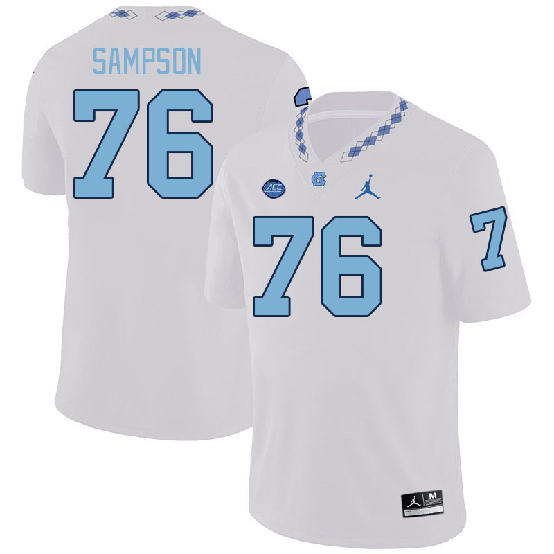 Men #76 Howard Sampson North Carolina Tar Heels College Football Jerseys Stitched-White